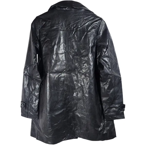 Nasty Gal Collection Black Faux Leather Longline Trench Coat Jacket Women's‎ M - Image 2