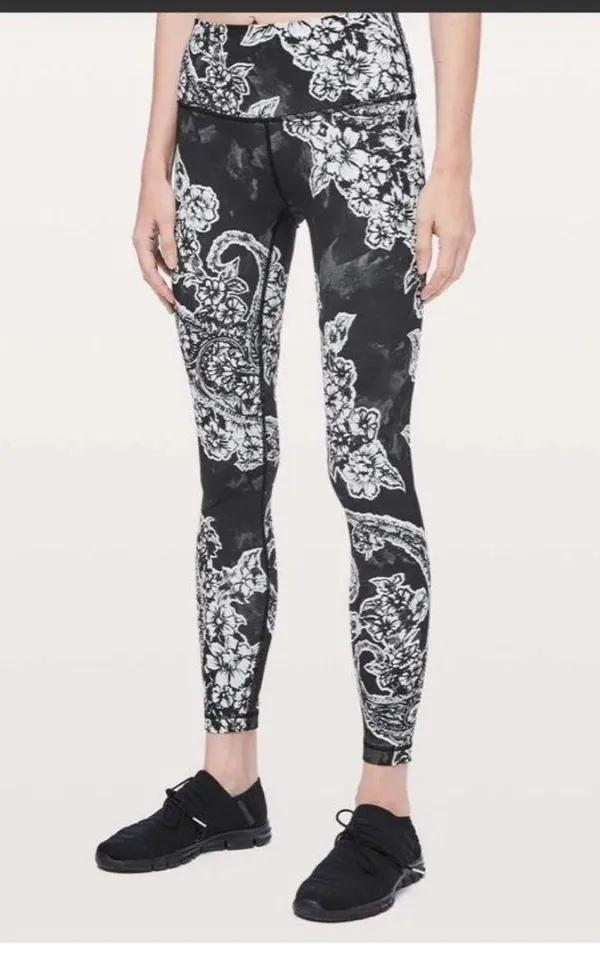 Lululemon Wunder Under High-Rise Tight *Engineered Full-On Luxtreme 28" Painted Paisley Wunder Under Silver Ice Black - Image 6