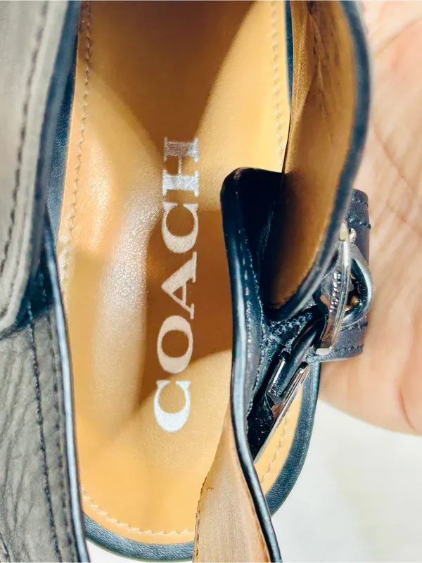 Coach Black Leather High Heel Sandal “Iona” size 10 - Image 9