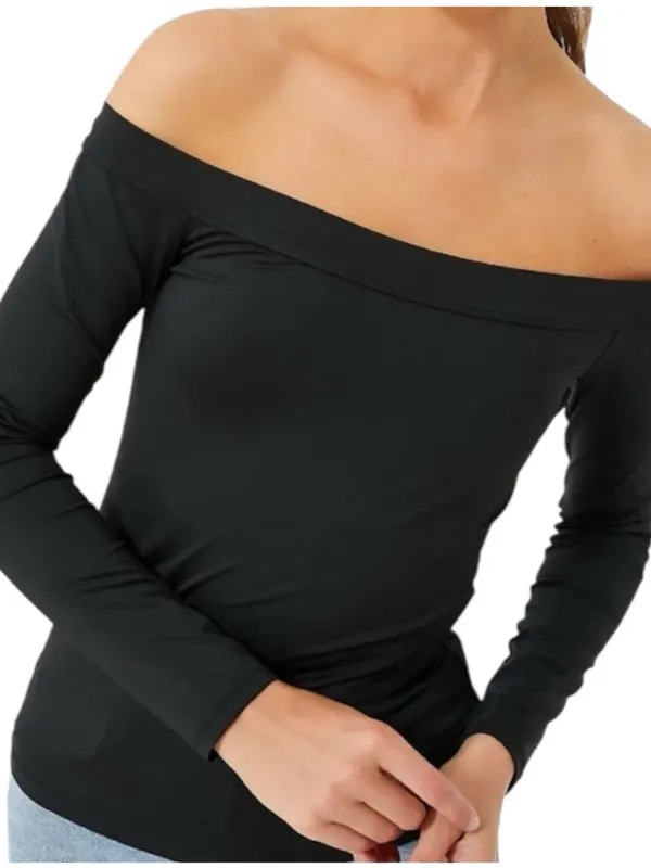 Tuckernuck Black Long Sleeve Laila Off the Shoulder Top XS - Image 2
