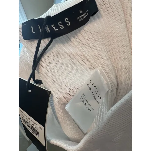 Lioness Anderson‎ Pants Size 4 White Ribbed Chewed Hem Elastic Waist - Image 8