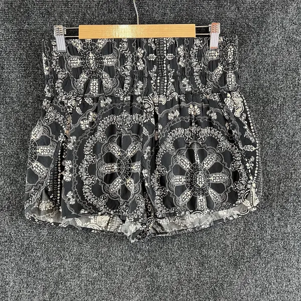 FP Movement Free People Bandana Paisley Running Athletic Shorts Black Cream L - Image 2