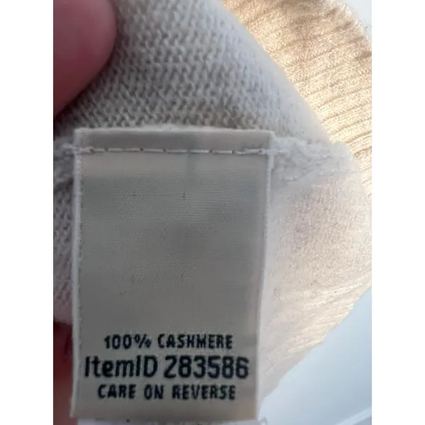 LL Bean Men Med‎ 100% Cashmere Crewneck Sweater Oatmeal Beige Heather - Image 6