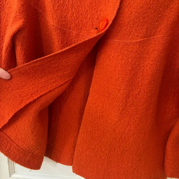 Sandro Sz M‎ Statement Boho Cozy Orange Textured Wool Swing Coat Jacket Colorful - Image 4