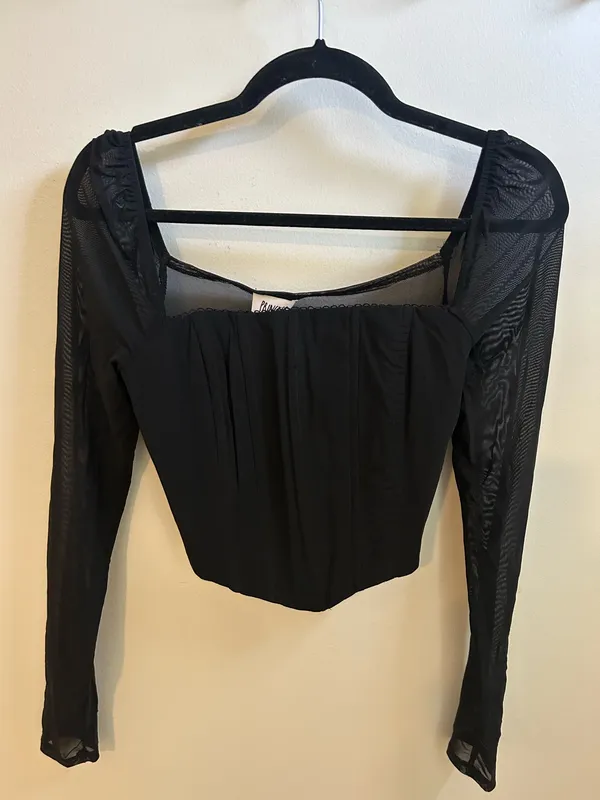 Princess Polly Black Sheer Corset Top - Image 3