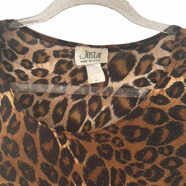 Early 2000s grandma core leopard print padded shoulder top MADE IN USA - Image 5