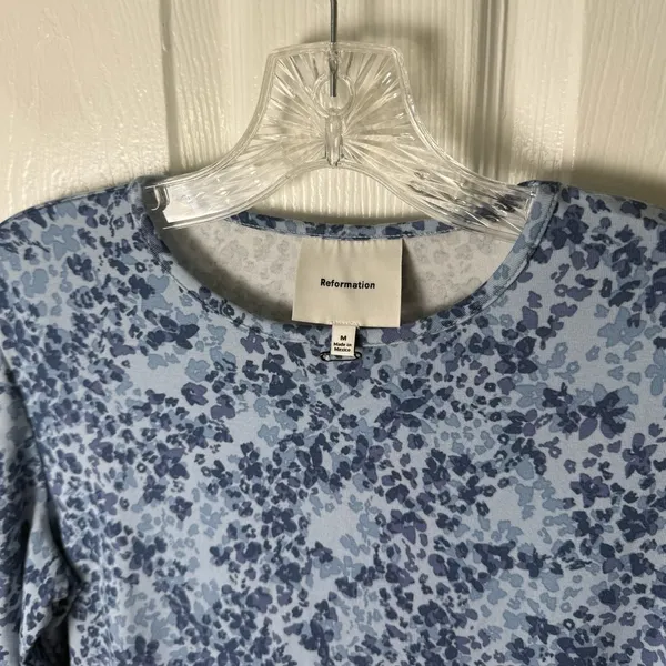 Reformation Tommie Knit Midi Dress in Taylor Blue Floral M - Image 6