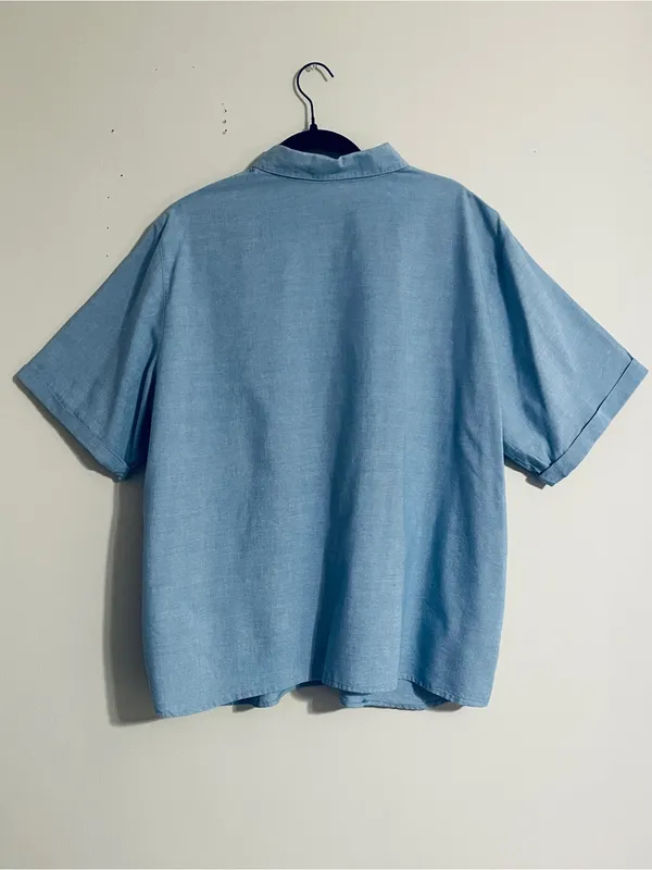 Vtg Koret City Blues Chambray Shirt 18W Embroidery Beads Crochet 90’s Teacher - Image 11