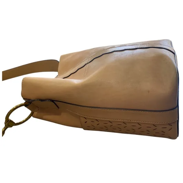 FRYE Ilana Harness Bucket Bag Perforated Leather Western Hobo Tan Women's Purse - Image 4
