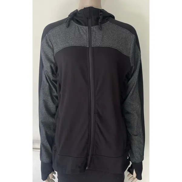 Xersion Black & Grey Colorblock Athletic Zip Up  - Image 2