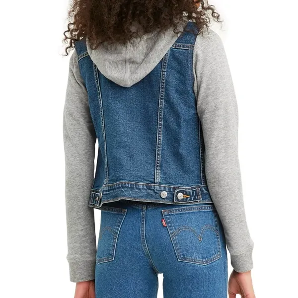 LEVI’S Women’s Hybrid Denim Hooded Trucker Jacket XS - Image 2