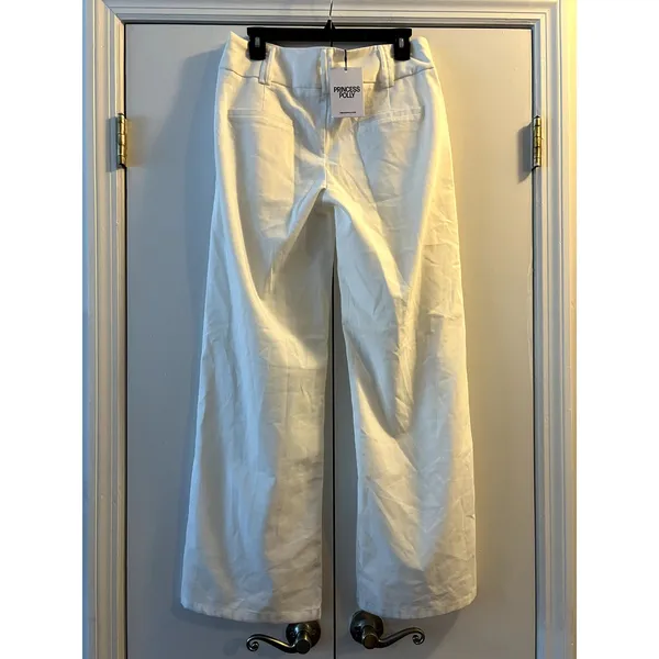 Princess Polly Two Lovers Linen Low Rise Pants White Size 6 New - Image 5