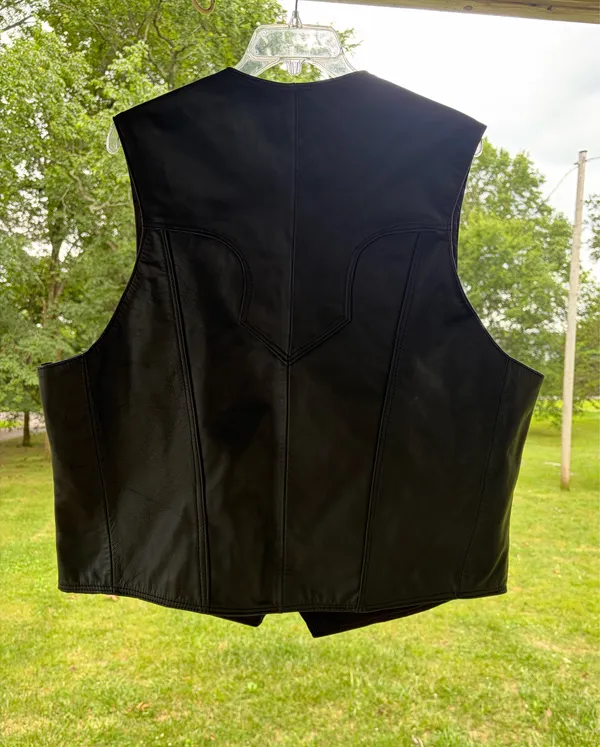 Classic Black Genuine Leather Vest XXL Made in Mexico motorcycle biker outlaw - Image 9