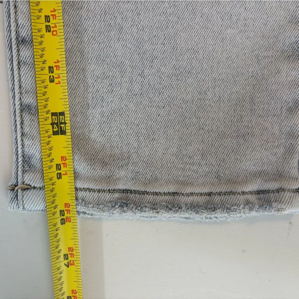Risen High Rise Distresed Crop Straight‎ Denim Jeans Light Wash Size 7/28 0437 - Image 6