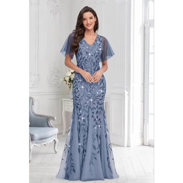 NEW Elegant Mother of Bride Sequin Mermaid Embroidery Evening Dress 2X - Image 5