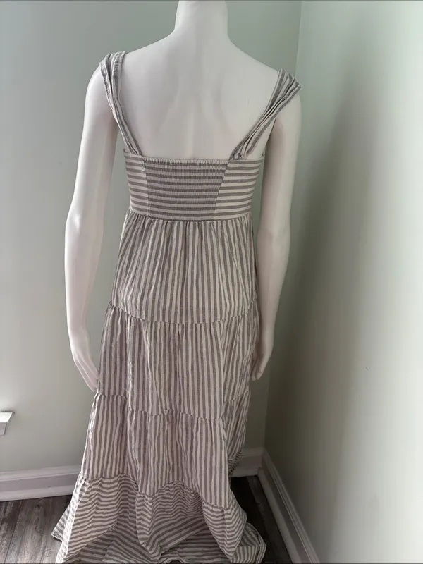 Madewell Cotton Hemp Stripe Tiered Maxi Dress - Image 7
