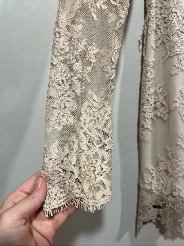 SAYLOR Leondra Nude Lace Long-Sleeve Mini Dress Size XS - Image 5