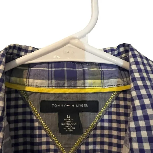 Tommy Hilfiger Button-Up‎ Shirt Womens Medium Blue White Gingham Check Long - Image 3
