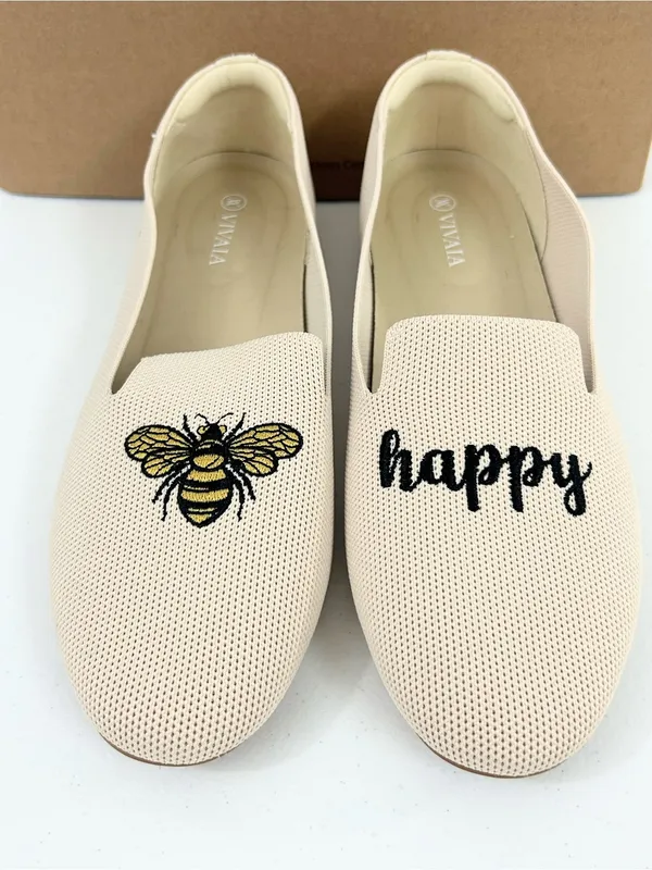 Vivaia Bee Happy Audrey Round-Toe Embroidered Loafers Size 41.5 or US 10 - Image 4