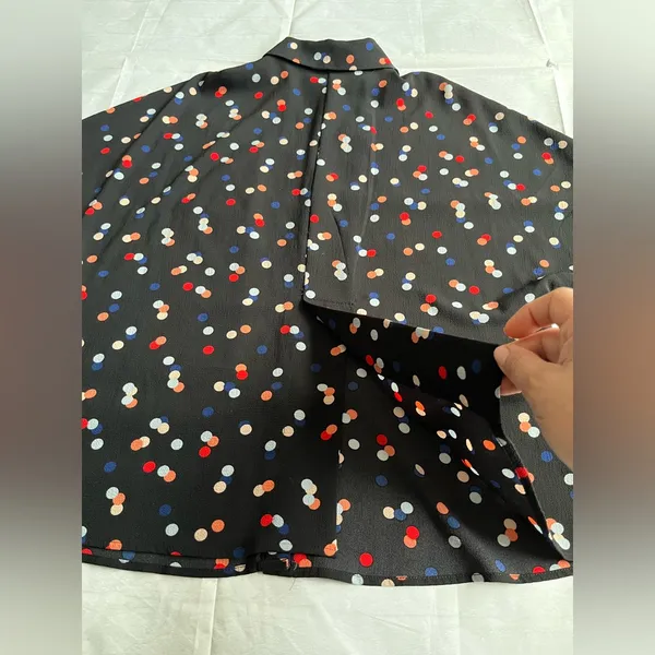 Vince Camuto Black Button-Up Blouse with Red, White‎ & Blue Polka Dots - Image 7