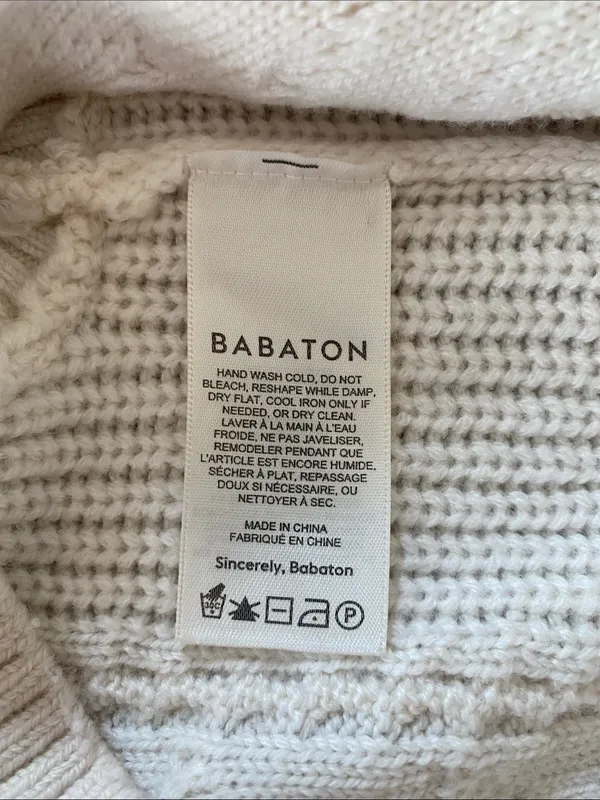 Babaton Soft Cream Cable-Knit V-Neck Sweater Vest Merino Wool size Small - Image 3