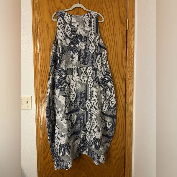 Sorella Geometric Linen Maxi Cocoon Dress - NWT - Size XL - Image 3
