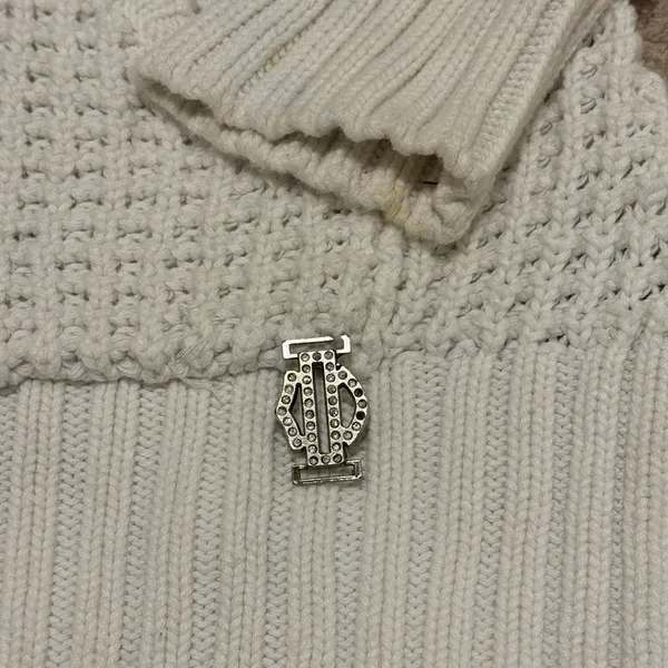 Harley Davidson Women’s Zip Up Sweater Size Medium Y2K Chunky Knit Pullover - Image 6