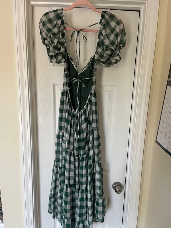 Mable green gingham backless dress - Image 4