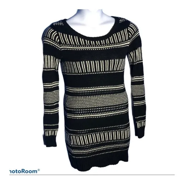 Roxy Knit Sweater Dress XS Gray White Cozy Cabin Core Fall Winter Dress - Image 16
