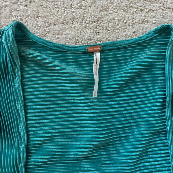 Free People Turquoise Twist-Front Blouse - Image 3