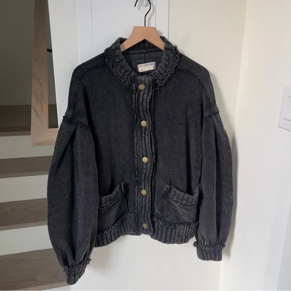 New w/ Flaw Free People We The Free Cute In This Cardi Cardigan Sweater in Black - Image 4
