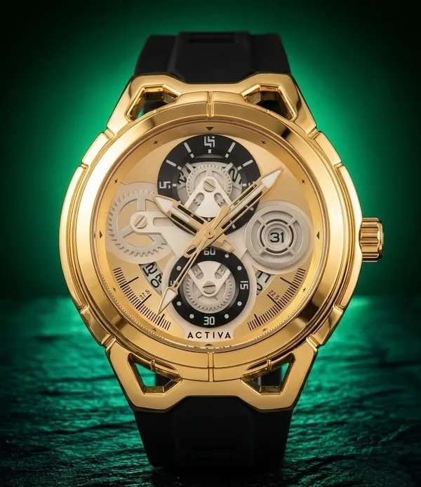 Activa DRIFT x Invicta Skeleton Gold Luxe Edition! 10K Gold & Black Casual Sport - Image 2