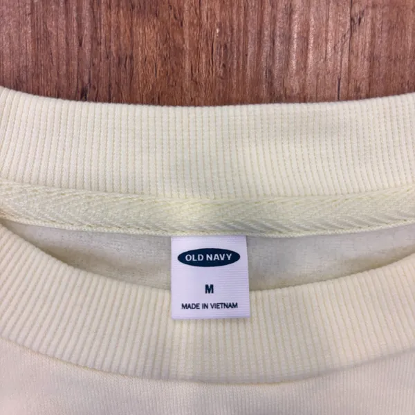 Old Navy Women's Medium Pale Yellow Choose Happy Graphic Sweatshirt Pullover - Image 2