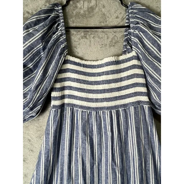 Emerson Fry‎ x Love Tomas Striped Smocked Cotton Maxi Dress Puff Sleeve XS/S - Image 5