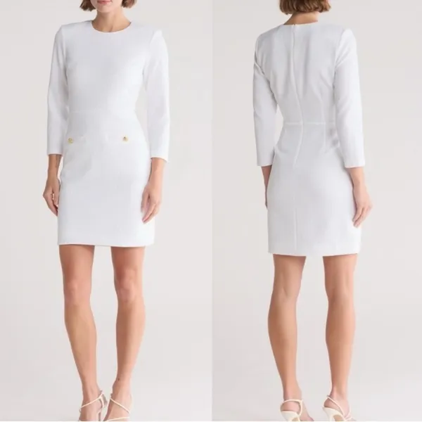 NWOT Veronica Beard $548 Channing Jacquard Sheath Dress White Sz 14 - Image 2