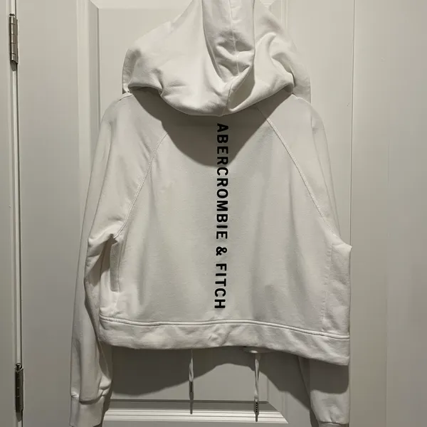Abercrombie logo white zipper hoodie jacket - Image 2