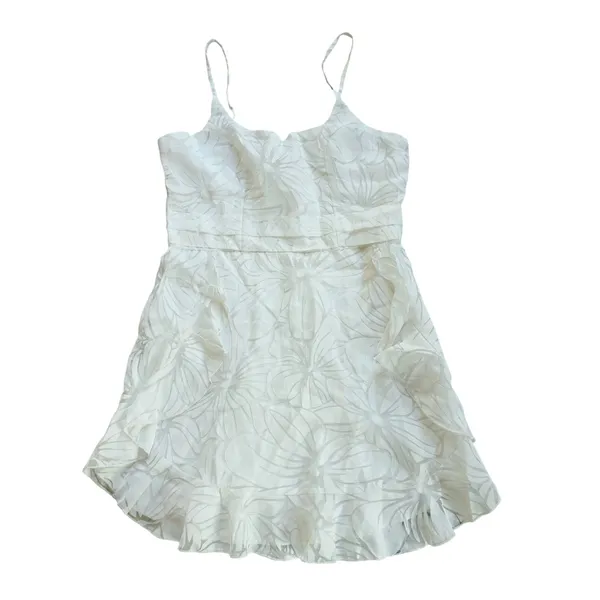 Selfie Leslie White Floral Burnout Ruffle Mini Dress ST1491D01 Size XL - Image 2
