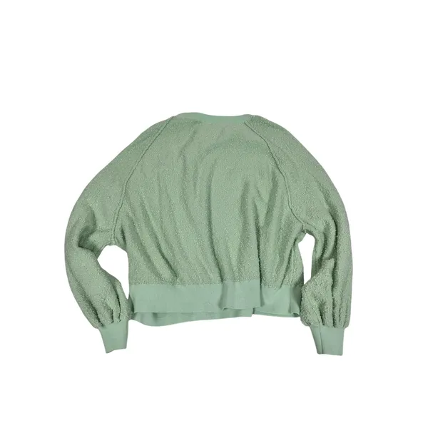 Free People Found My Friend Mint Green Boucle Knit Balloon Sleeve Sweater Medium - Image 3
