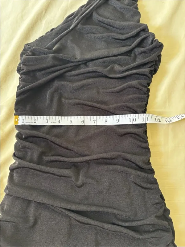 Sexy Black One-Shoulder Ruched Mini Bodycon Dress - Size Small - Image 5