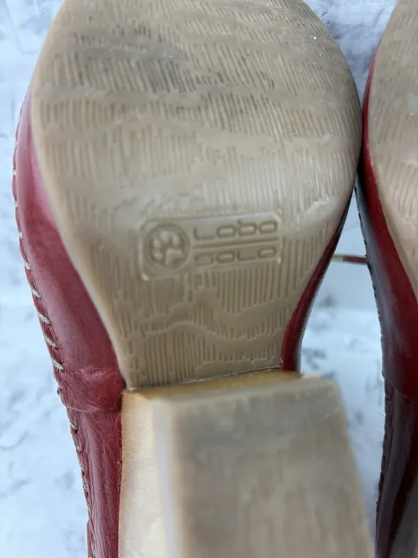 *Lobo Solo Red Leather Sandals Womens Size US Size 9 Lace Up Boho Laser Cut Out - Image 10