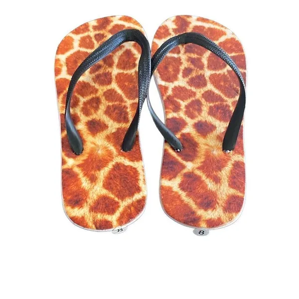 Women’s Giraffe Design Flip Flops Size 8 - Image 3