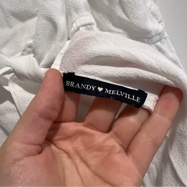 Brandy Melville White Crop Tank Blouse Back Tie - Image 6