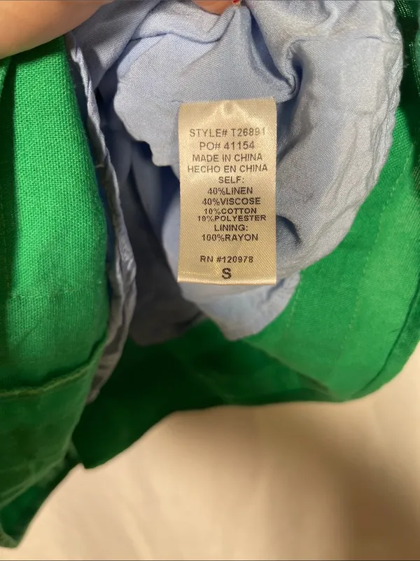 Entro Womens Linen Blend Blue Green Stretchy Blouse Top Sleeveless Small - Image 3