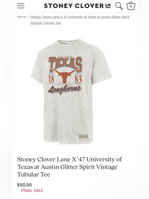 NWT Stoney Clover Lane X '47 University of Texas at Austin Glitter Vintage Tee - Image 8
