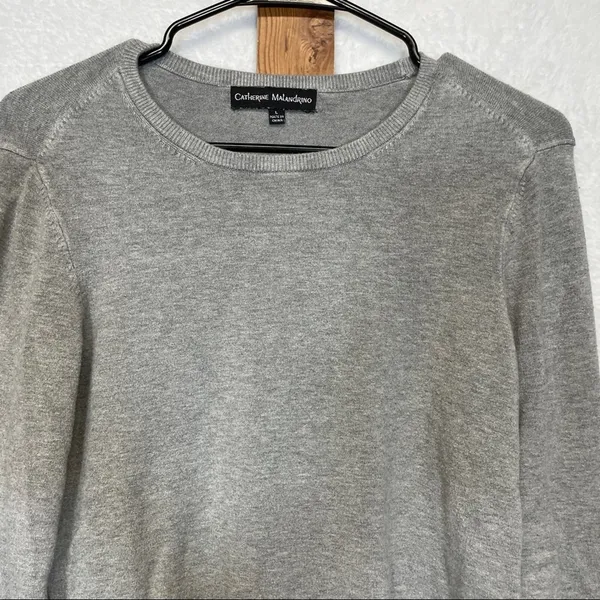 Catherine Malandrino Gray Long Sleeve Crewneck Sweater Size‎ L - Image 2