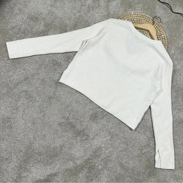 Athleta Cashmere Blend Felicity Cozy V-Neck Sweater Longsleeve Magnolia White XS - Image 8