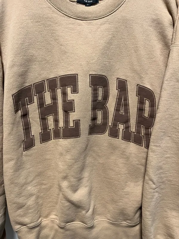 THE BAR Varsity Chocolate Chip, Brown/Tan Crewneck Sweatshirt, Size L - Image 7
