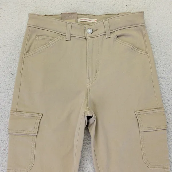 Levis 721 High Rise Skinny‎ Cargo Pants Womens 28x30 Tan Khaki New NWT - Image 3