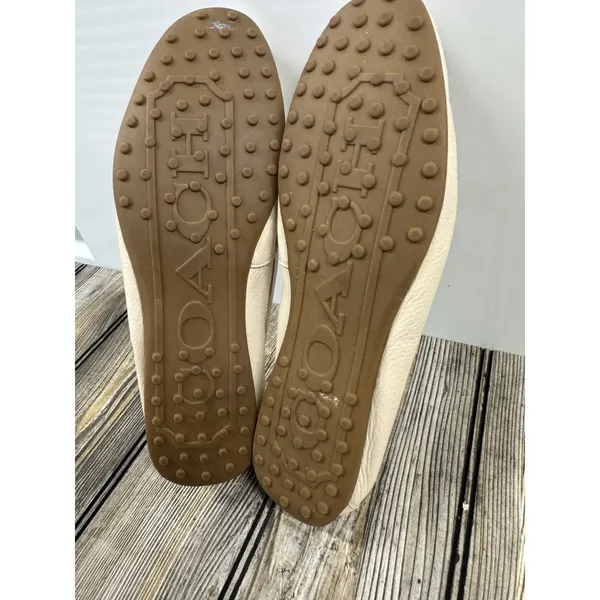 COACH Driving Loafers Fredrica Pebbled Leather Ivory Flats Slip On Womens 8B - Image 6