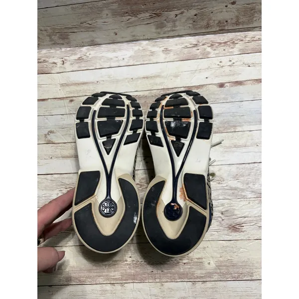Tory Burch T Monogram Good Luck Trainer Sneakers Women's 9.5 Navy Gray Chunky - Image 8